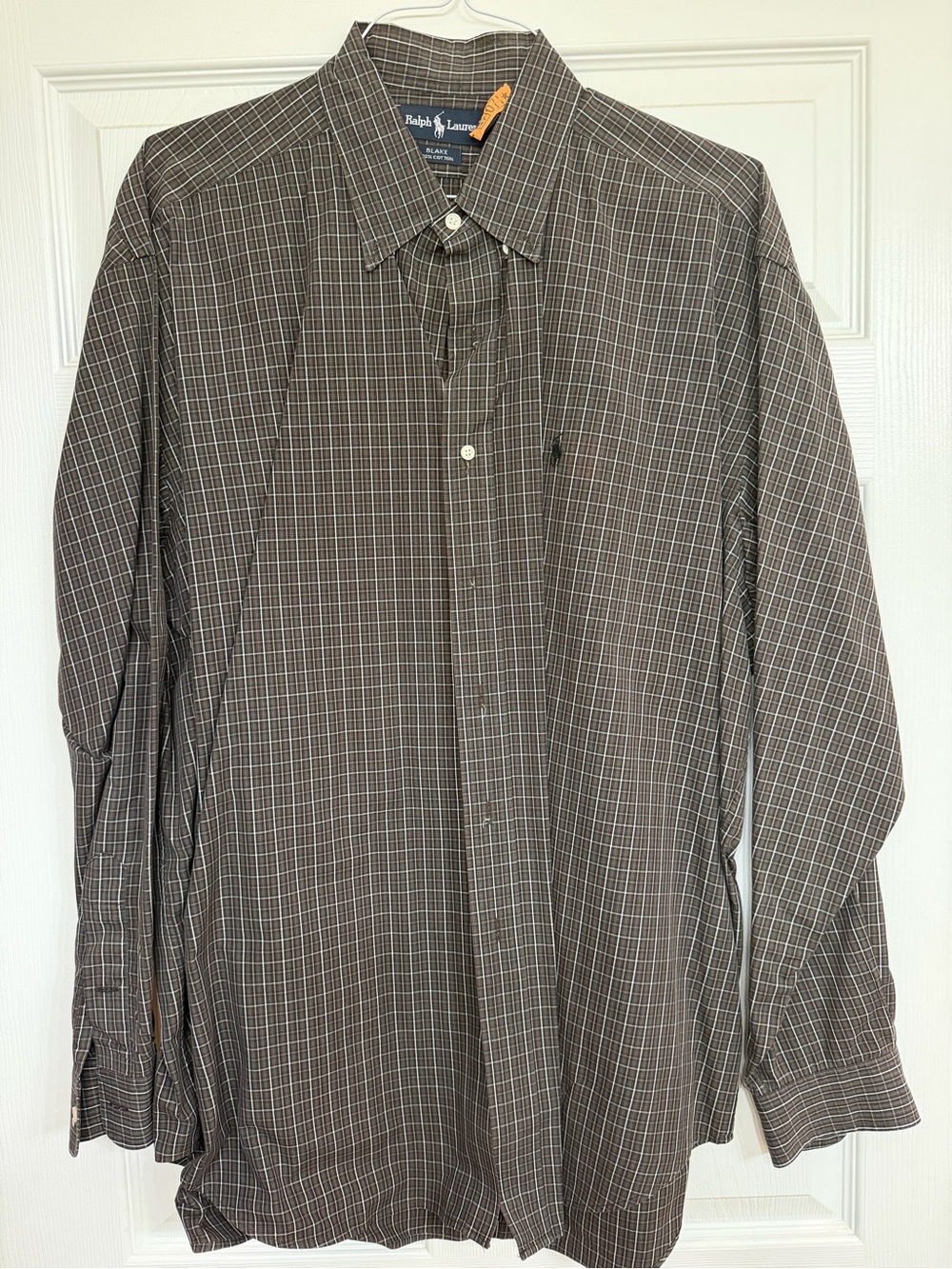 Ralph Lauren Brown Plaid Long-Sleeve Dress Shirt